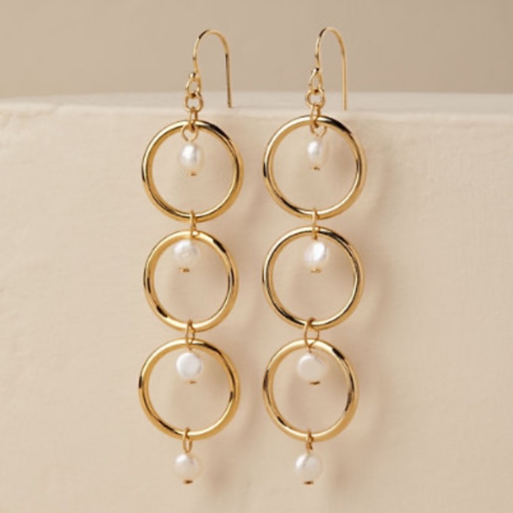 Salerno BHLDN gold hoop freshwater pearl earrings
